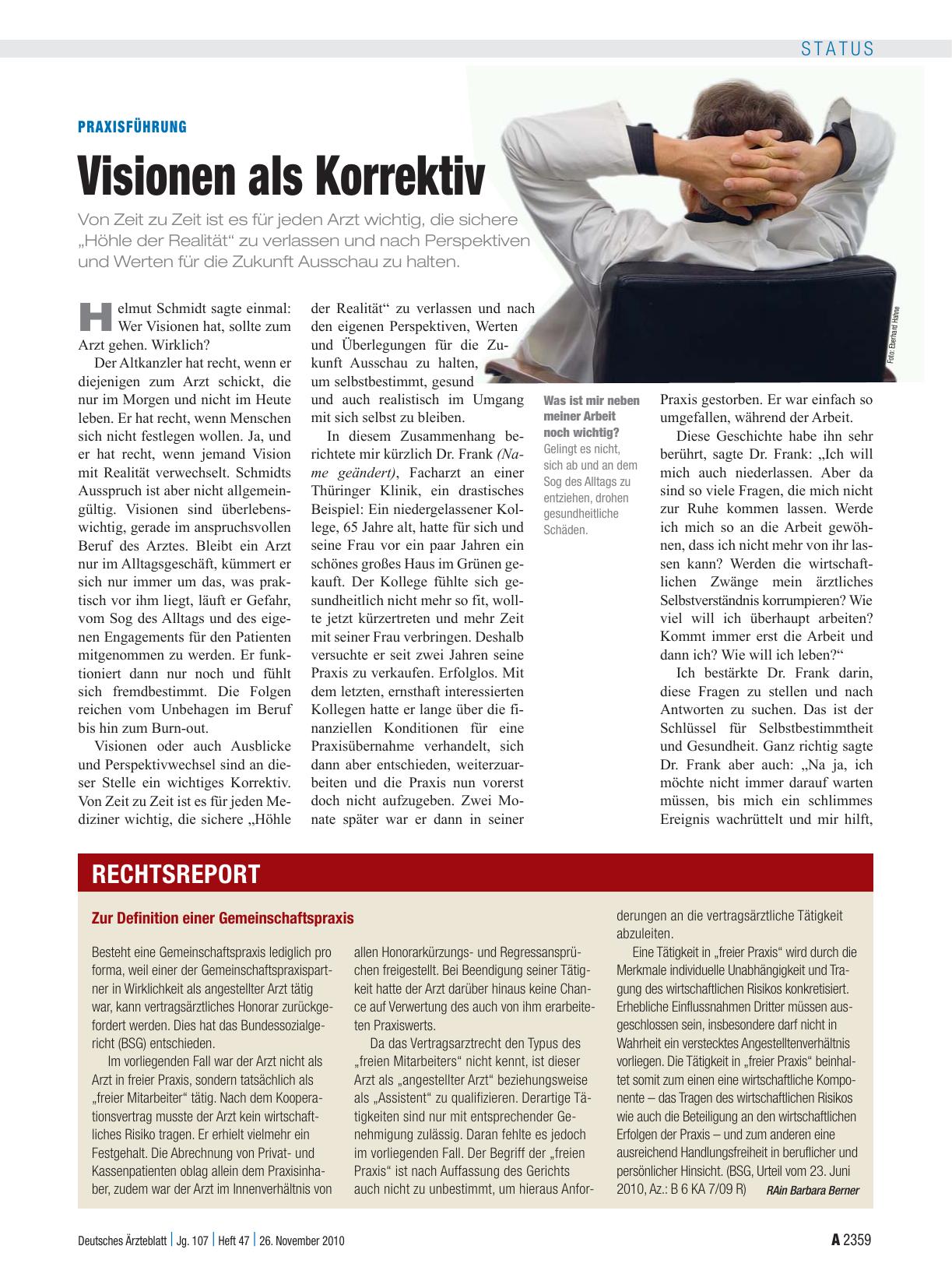 Vorschauseite 1: Praxisführung: Visionen als Korrektiv
