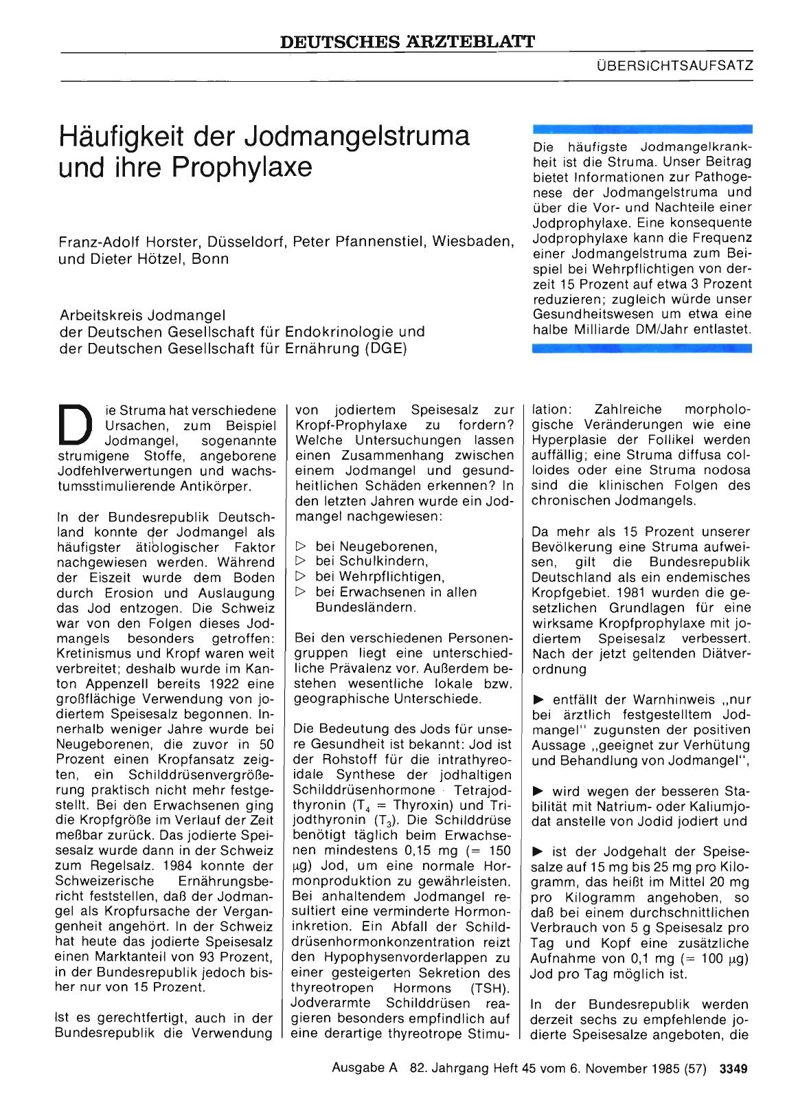 Vorschauseite 1: Häufigkeit der Jodmangelstruma und ihre Prophylaxe