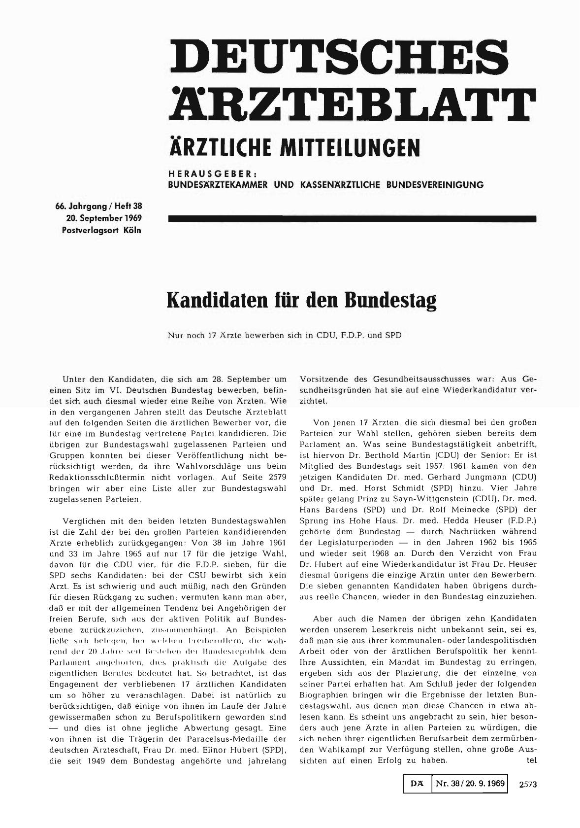 Vorschauseite 1: Kandidaten für den Bundestag