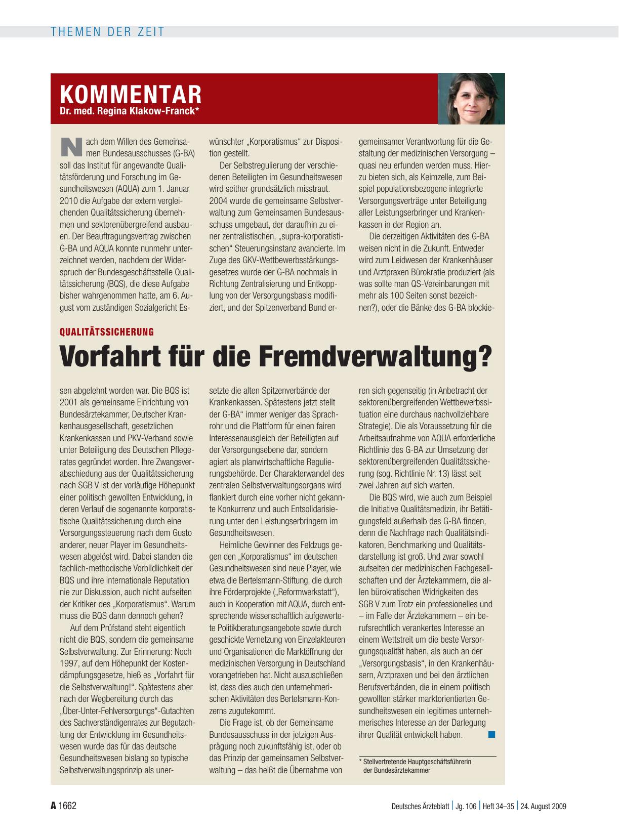 Vorschauseite 1: Qualitätssicherung: Vorfahrt für die Fremdverwaltung?