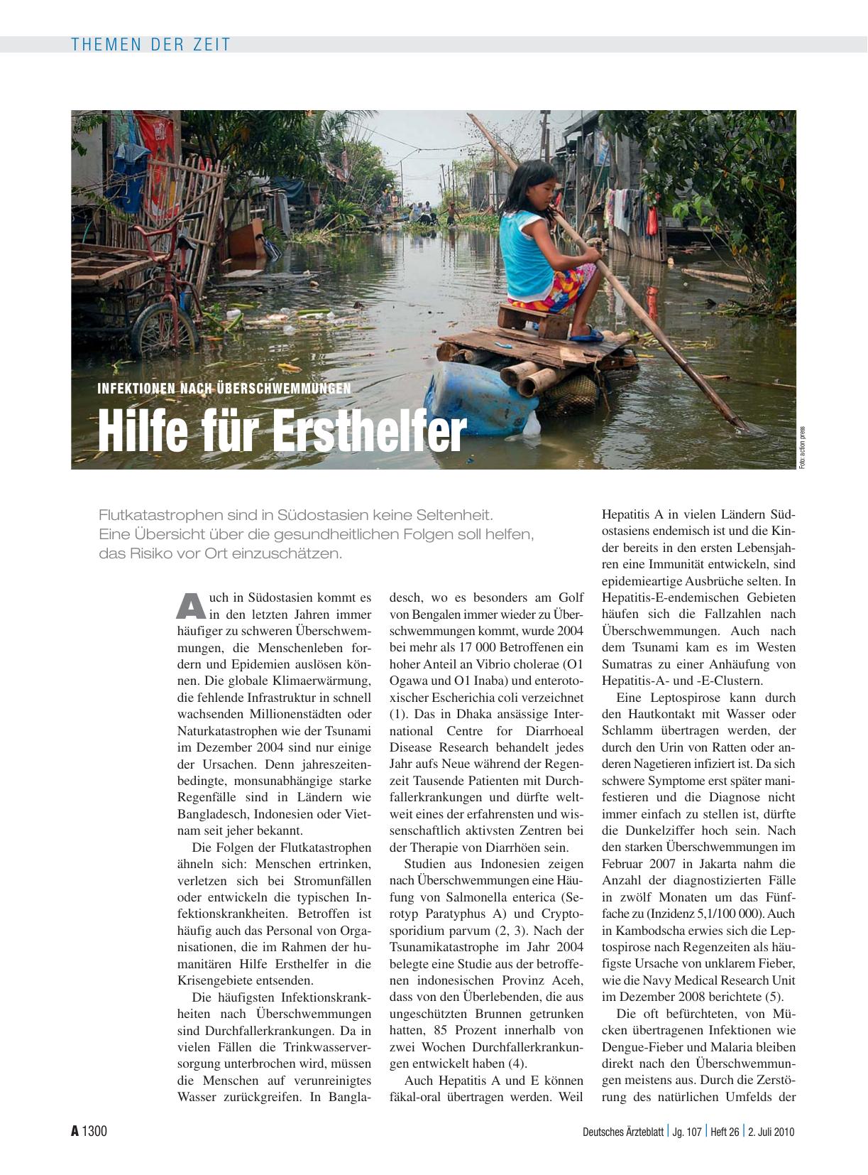 Vorschauseite 1: Infektionen nach Überschwemmungen: Hilfe für Ersthelfer