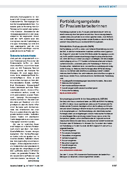 Vorschauseite 1: Fortbildungsangebote für Praxismitarbeiterinnen