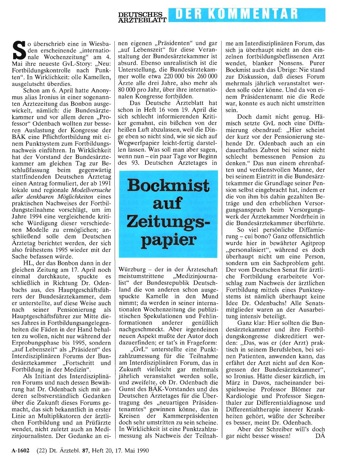 Vorschauseite 1: Bockmist auf Zeitungspapier