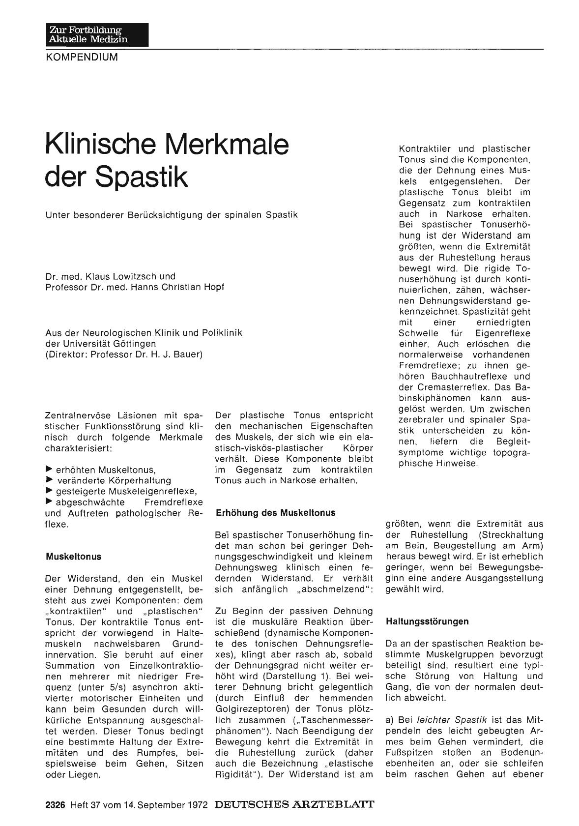 Vorschauseite 1: Klinische Merkmale der Spastik: Unter besonderer Berücksichtigung der spinalen Spastik