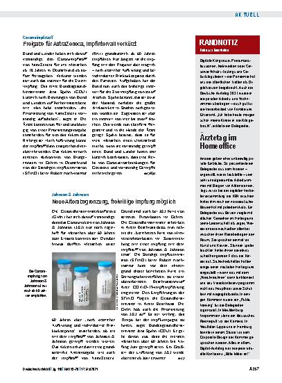 Vorschauseite 1: Johnson & Johnson: Neue Altersbegrenzung, freiwillige Impfung möglich