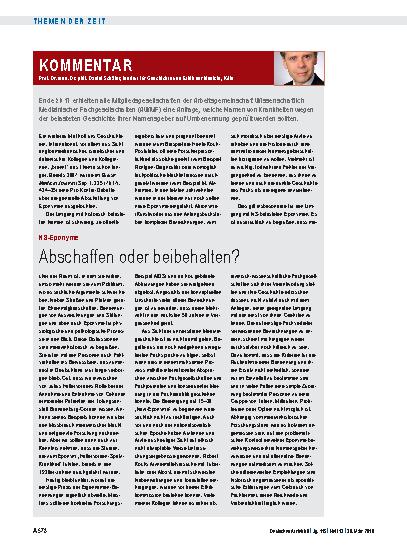 Vorschauseite 1: NS-Eponyme: Abschaffen oder beibehalten?