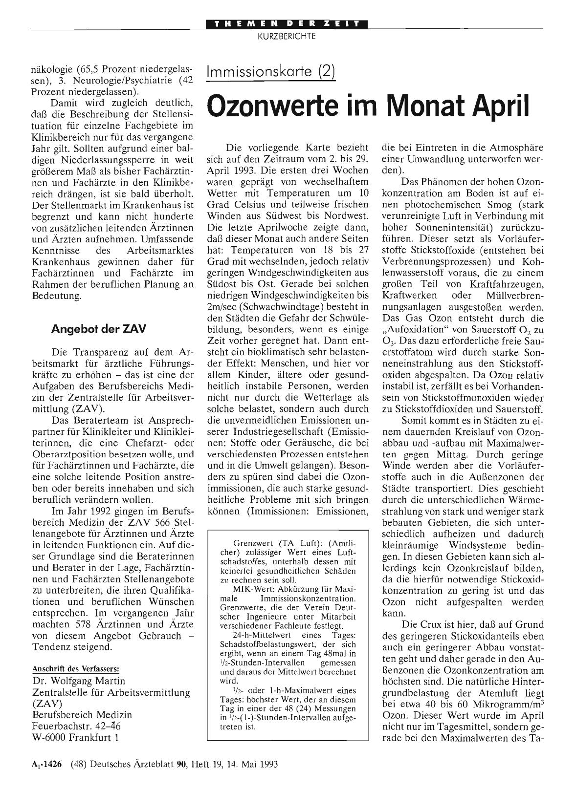 Vorschauseite 1: Immissionskarte (2): Ozonwerte im Monat April