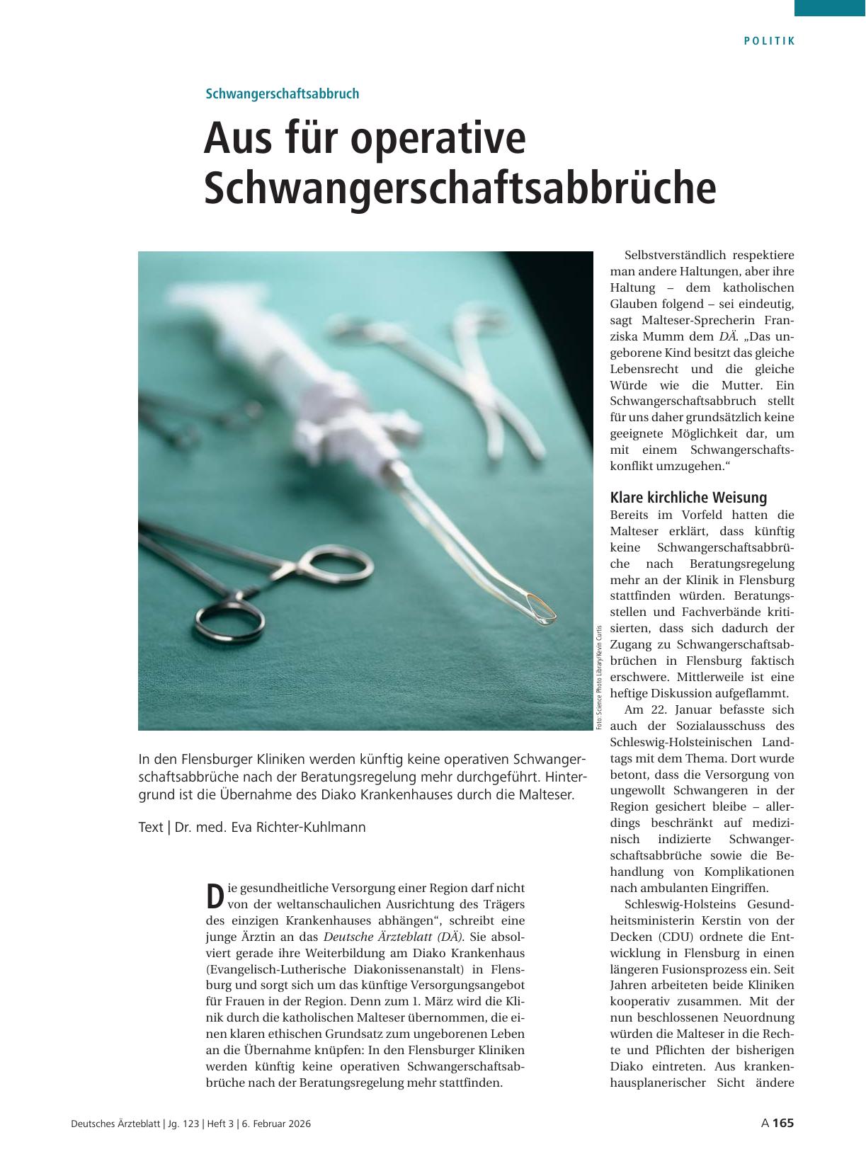 Vorschauseite 1: Schwangerschaftsabbruch: Aus für operative Schwangerschaftsabbrüche