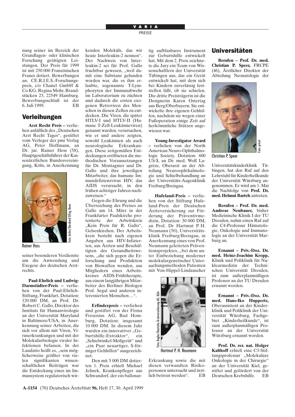 Vorschauseite 1: Verleihungen