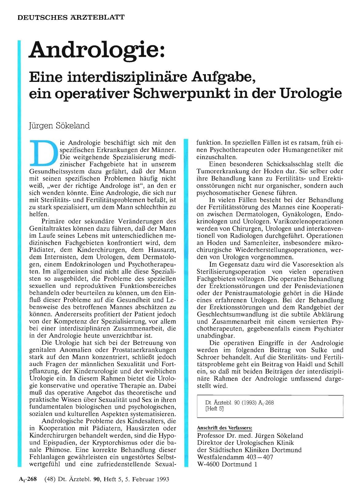 Vorschauseite 1: Andrologie: Eine interdisziplinäre Aufgabe, ein operativer Schwerpunkt in der Urologie