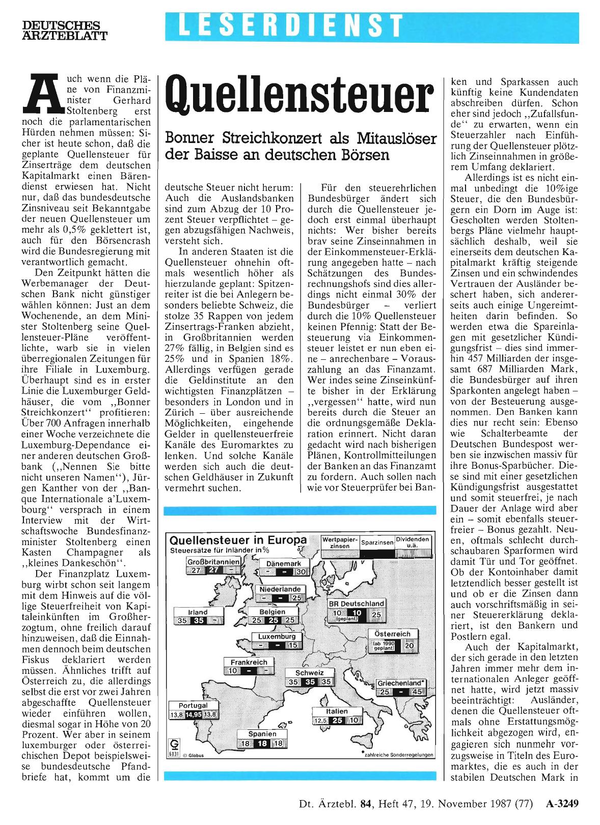 Vorschauseite 1: Quellensteuer: Bonner Streichkonzert als Mitauslöser der Baisse an deutschen Börsen