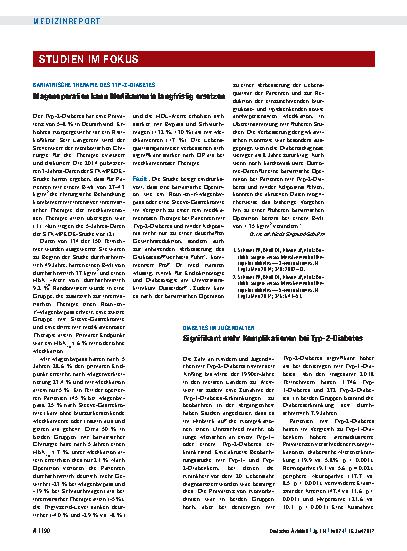 Vorschauseite 1: Bariatrische Therapie des Typ-2-Diabetes: Magenoperation kann Medikamente langfristig ersetzen