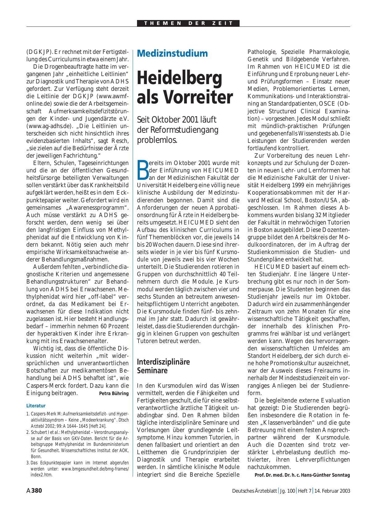 Vorschauseite 1: Medizinstudium: Heidelberg als Vorreiter