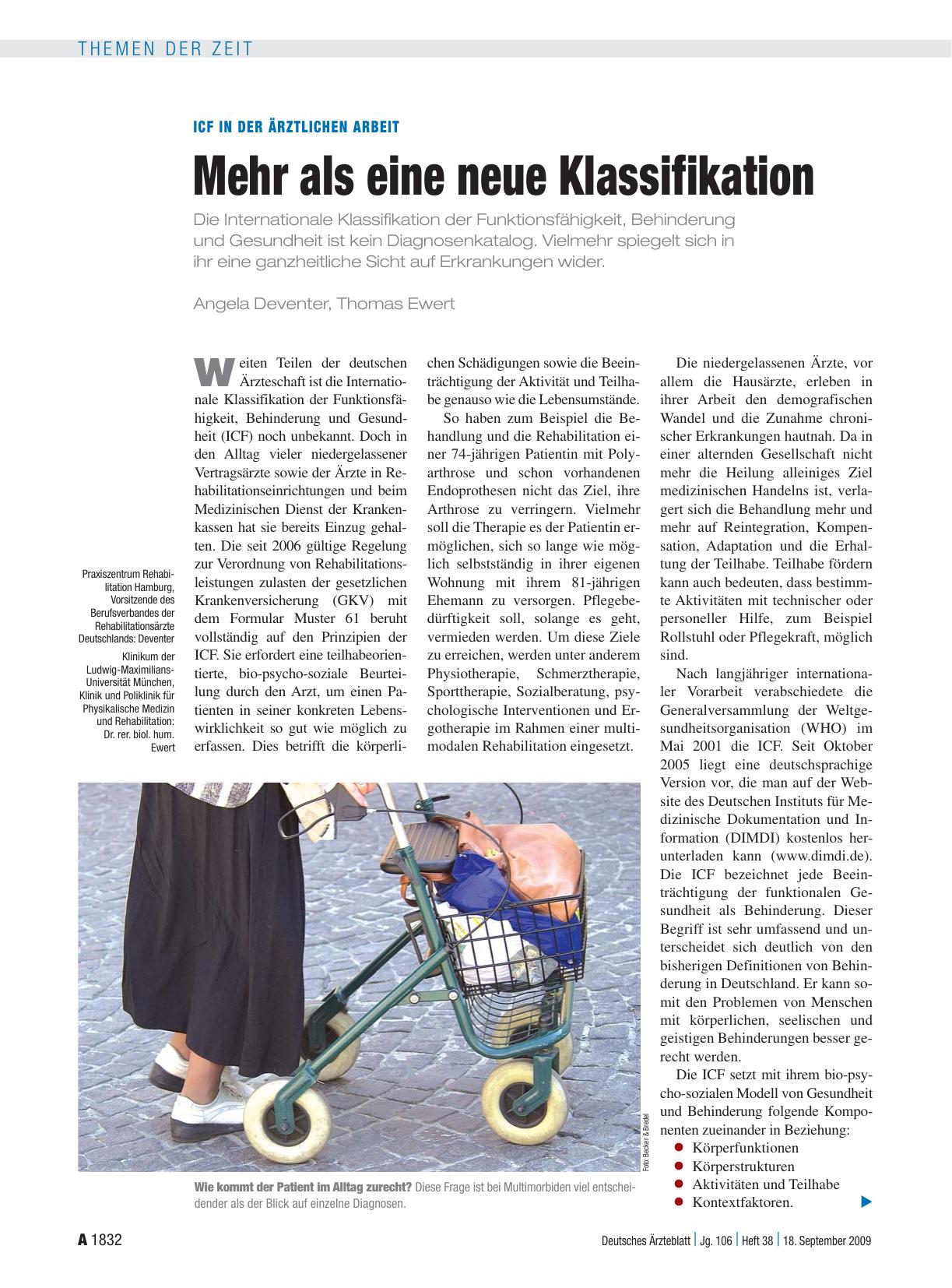 Vorschauseite 1: ICF in der Ärztlichen Arbeit: Mehr als eine neue Klassifikation
