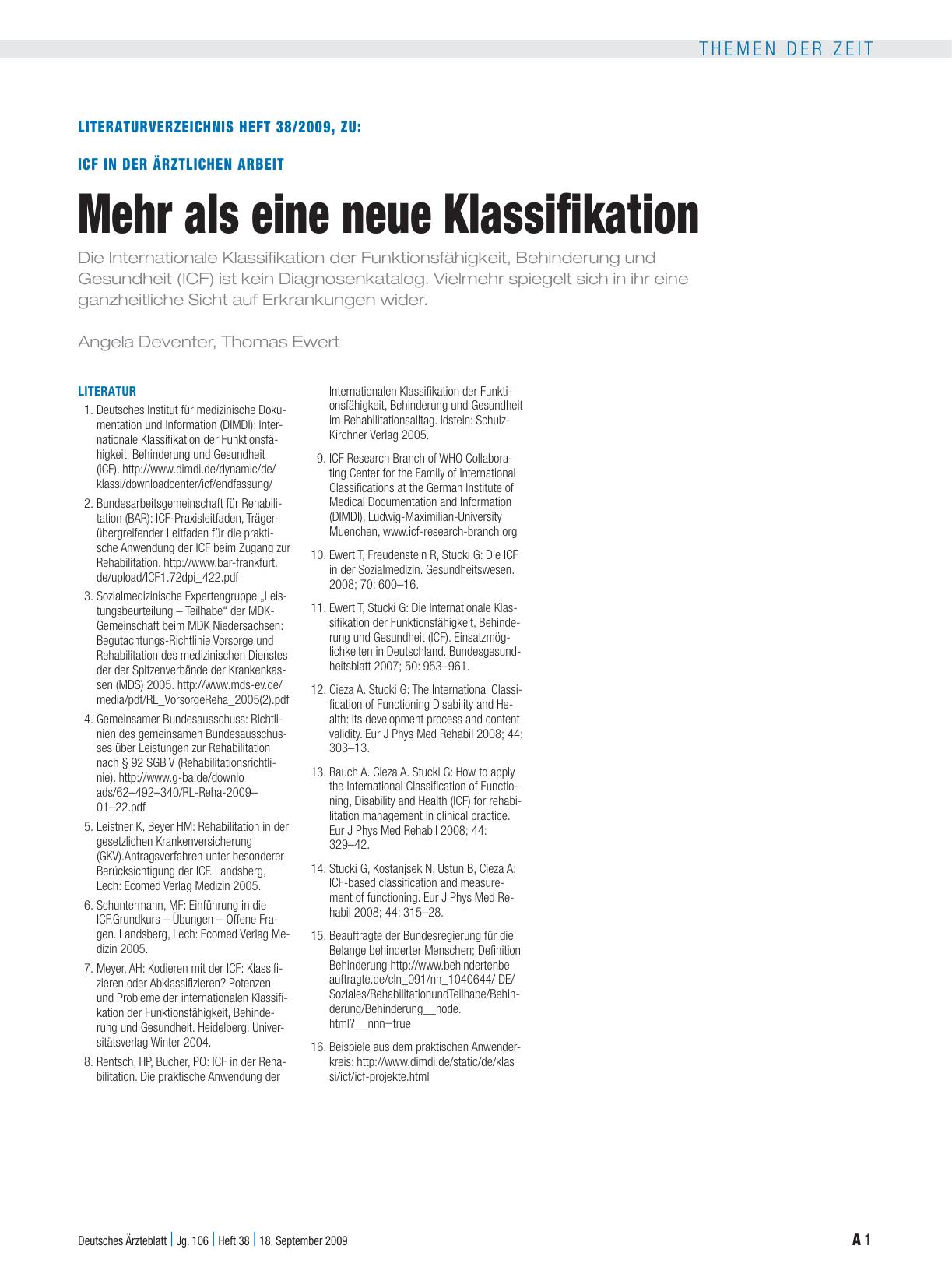 Vorschauseite 4: ICF in der Ärztlichen Arbeit: Mehr als eine neue Klassifikation