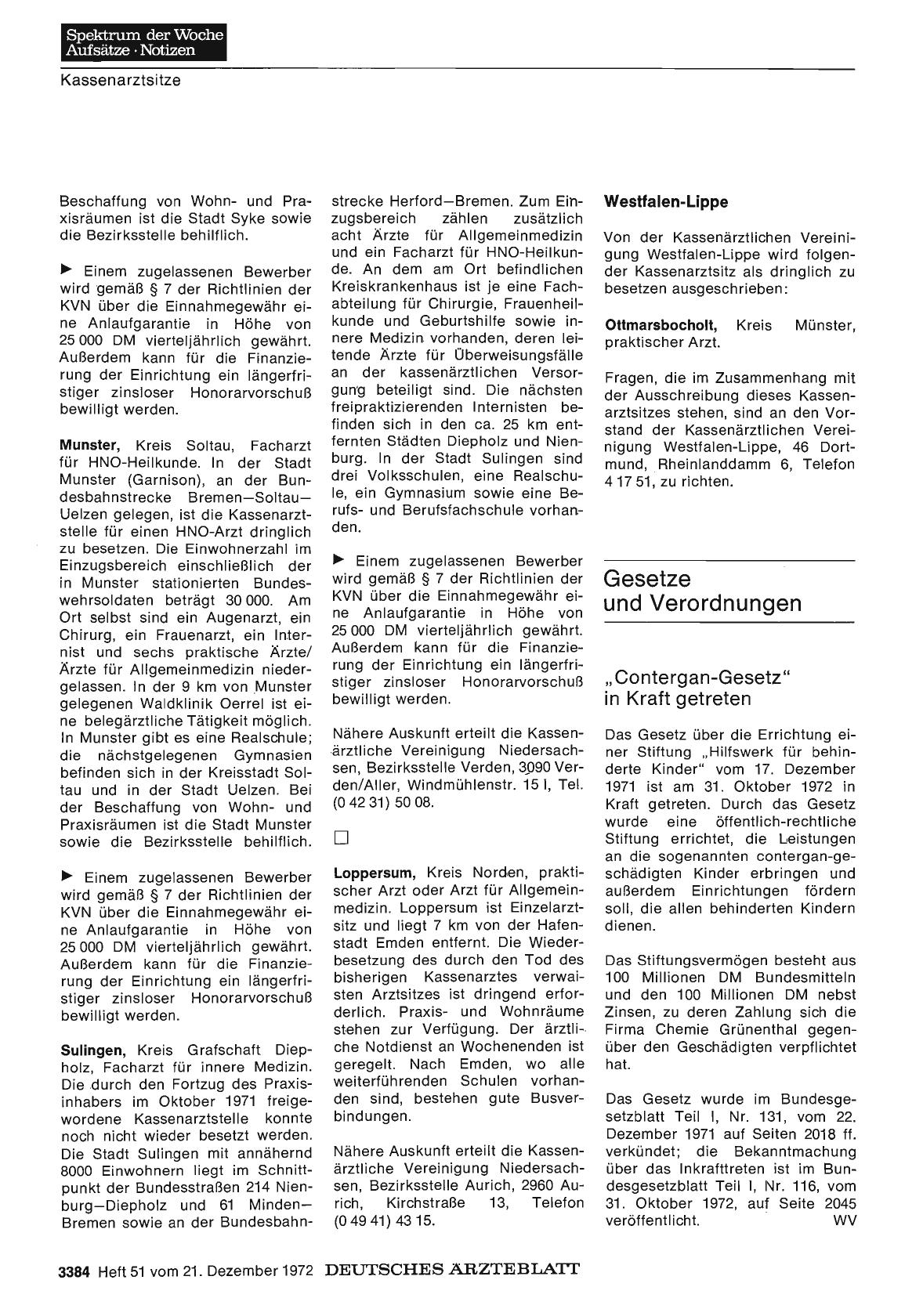 Vorschauseite 1: "Contergan-Gesetz" in Kraft getreten