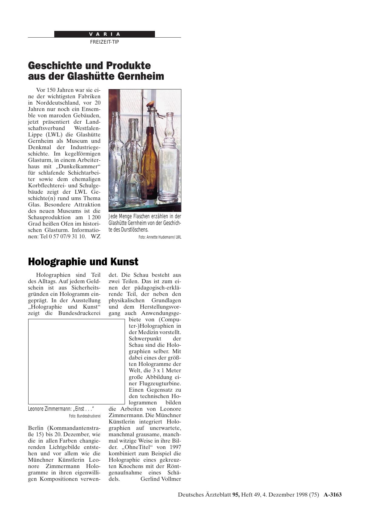 Vorschauseite 1: Geschichte und Produkte: aus der Glashütte Gernheim
