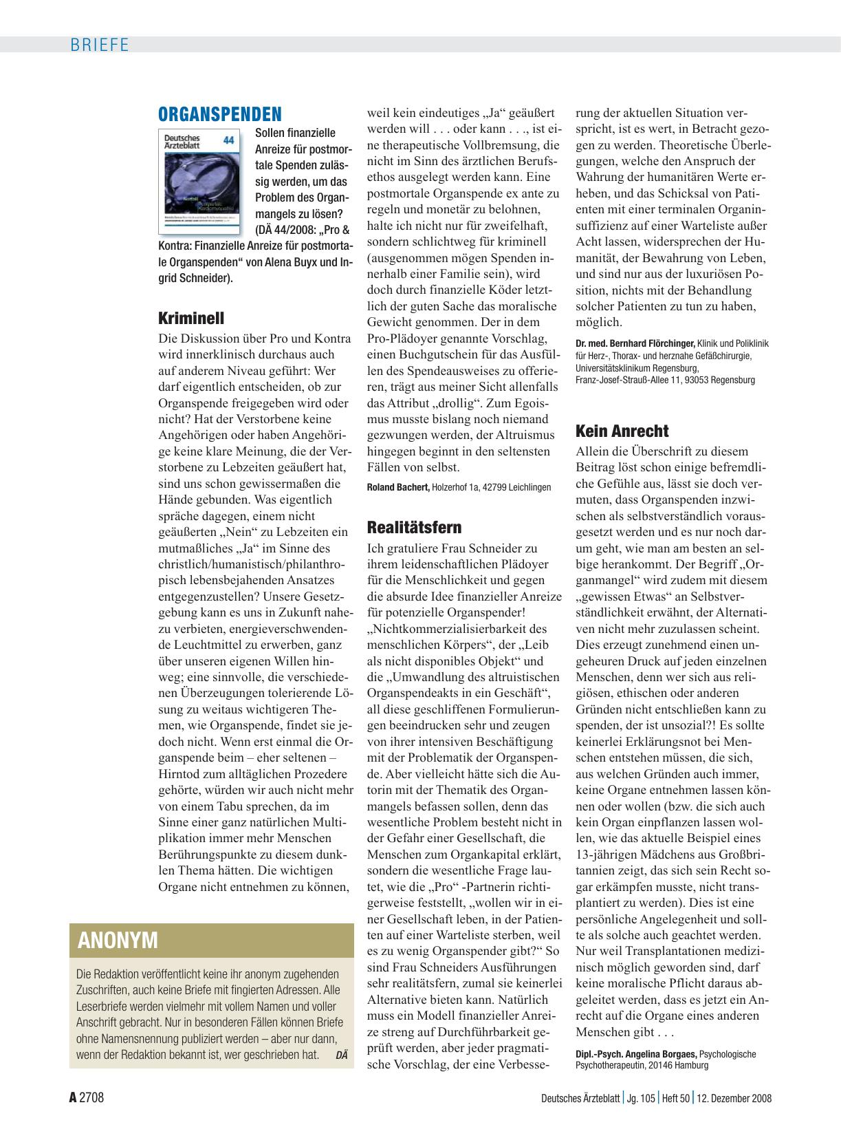 Vorschauseite 1: Organspenden: Realitätsfern