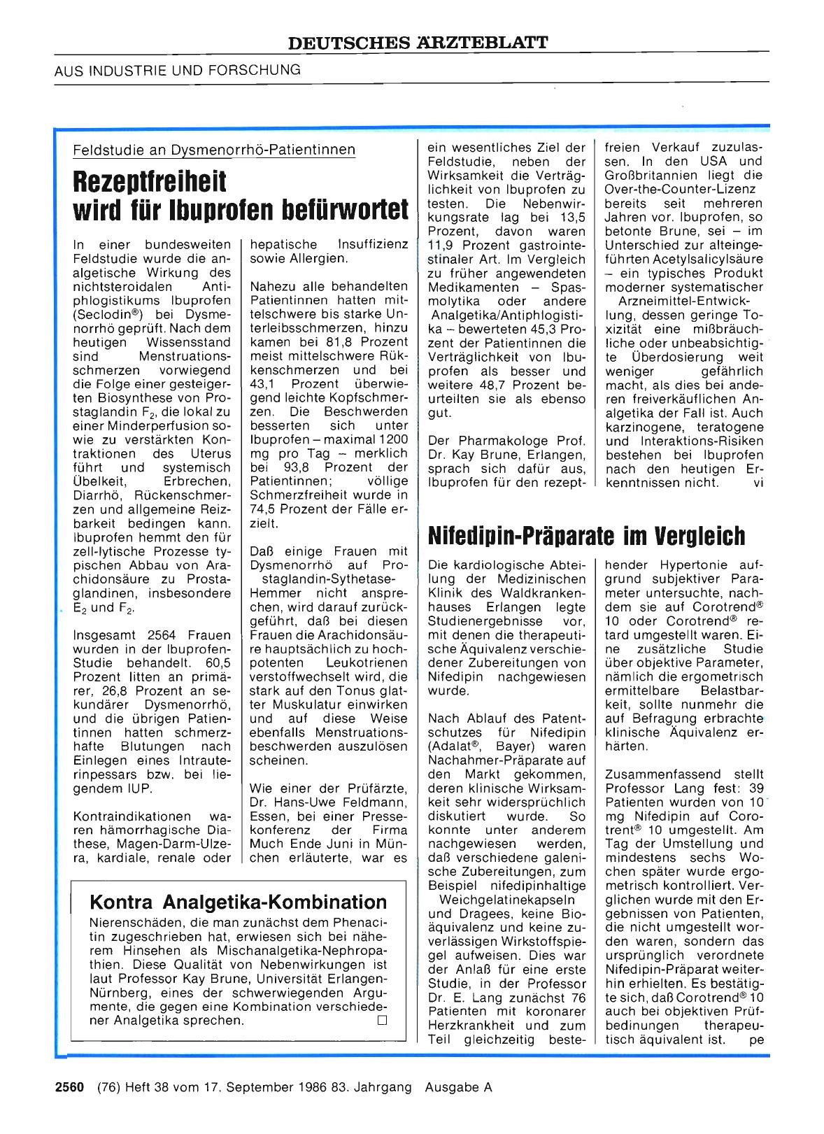 Vorschauseite 1: Nifedipin-Präparate im Vergleich