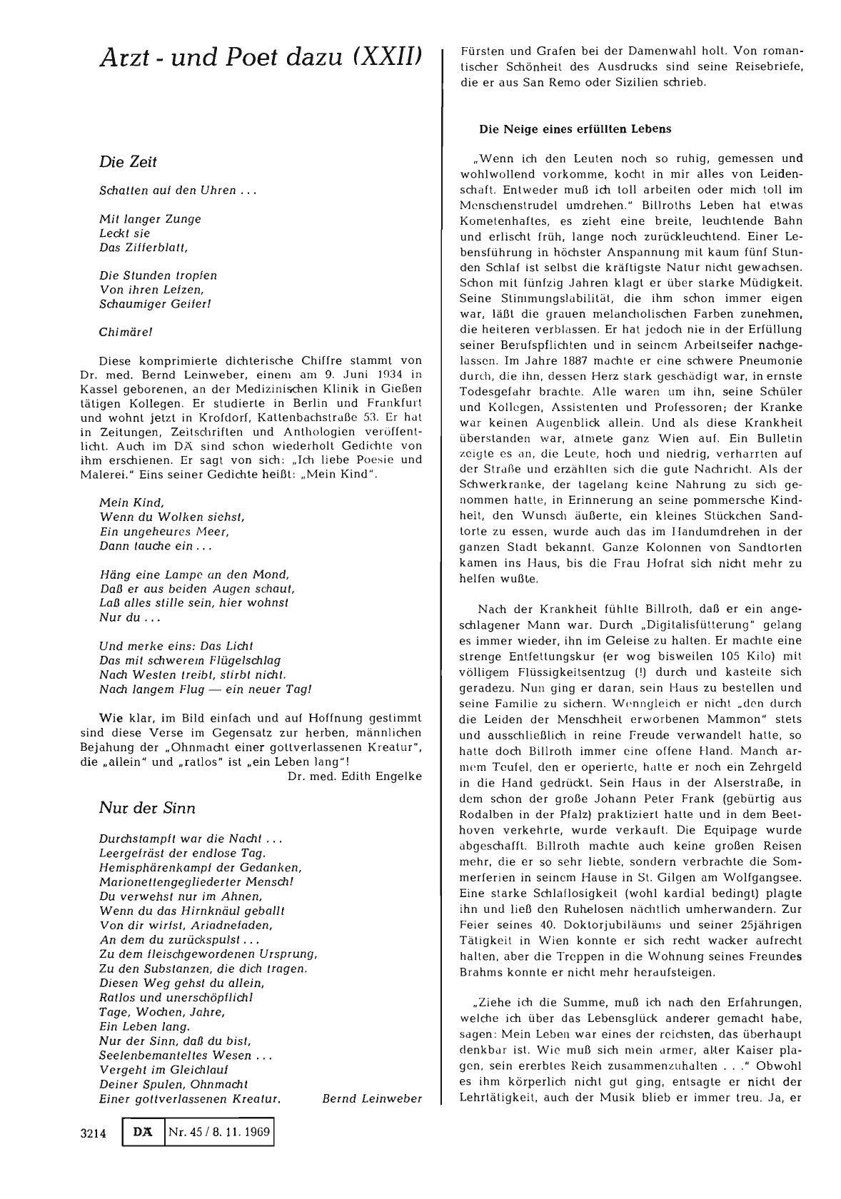 Vorschauseite 1: Arzt - und Poet dazu (XXII): Dr. Bernd Leinweber