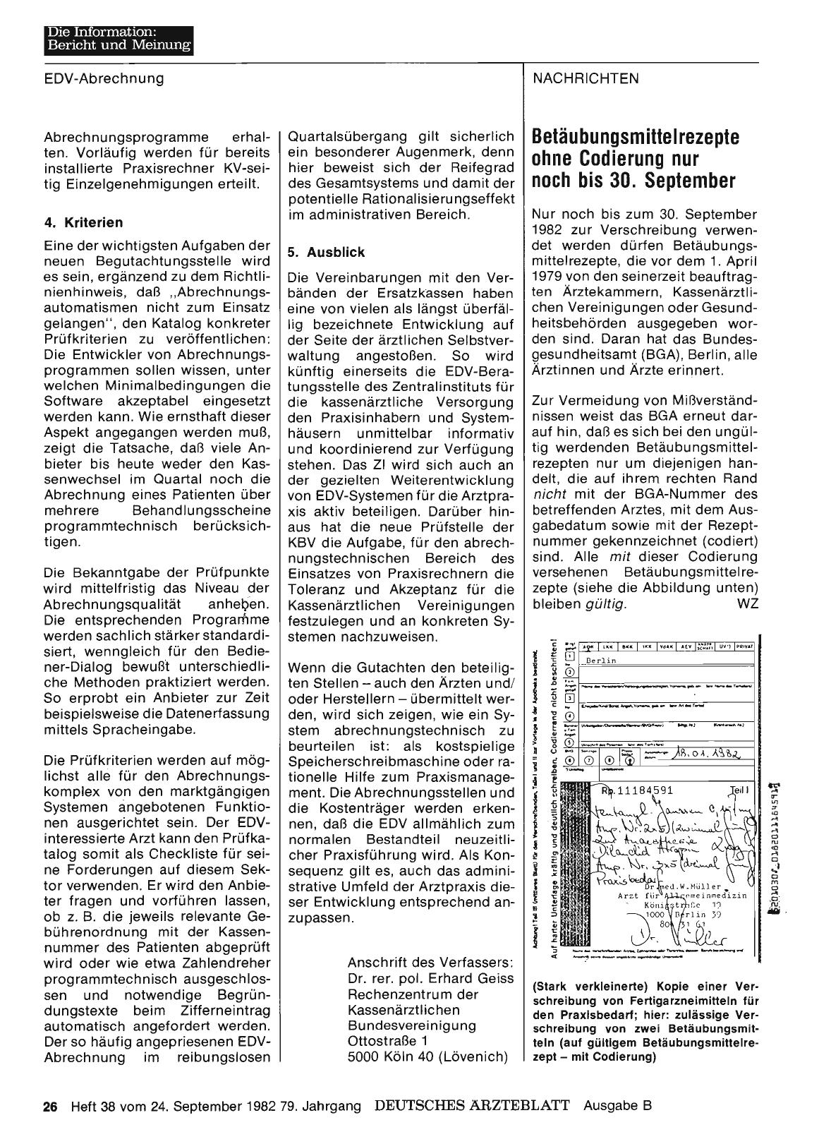 Vorschauseite 1: Betäubungsmittelrezepte ohne Codierung nur noch bis 30. September