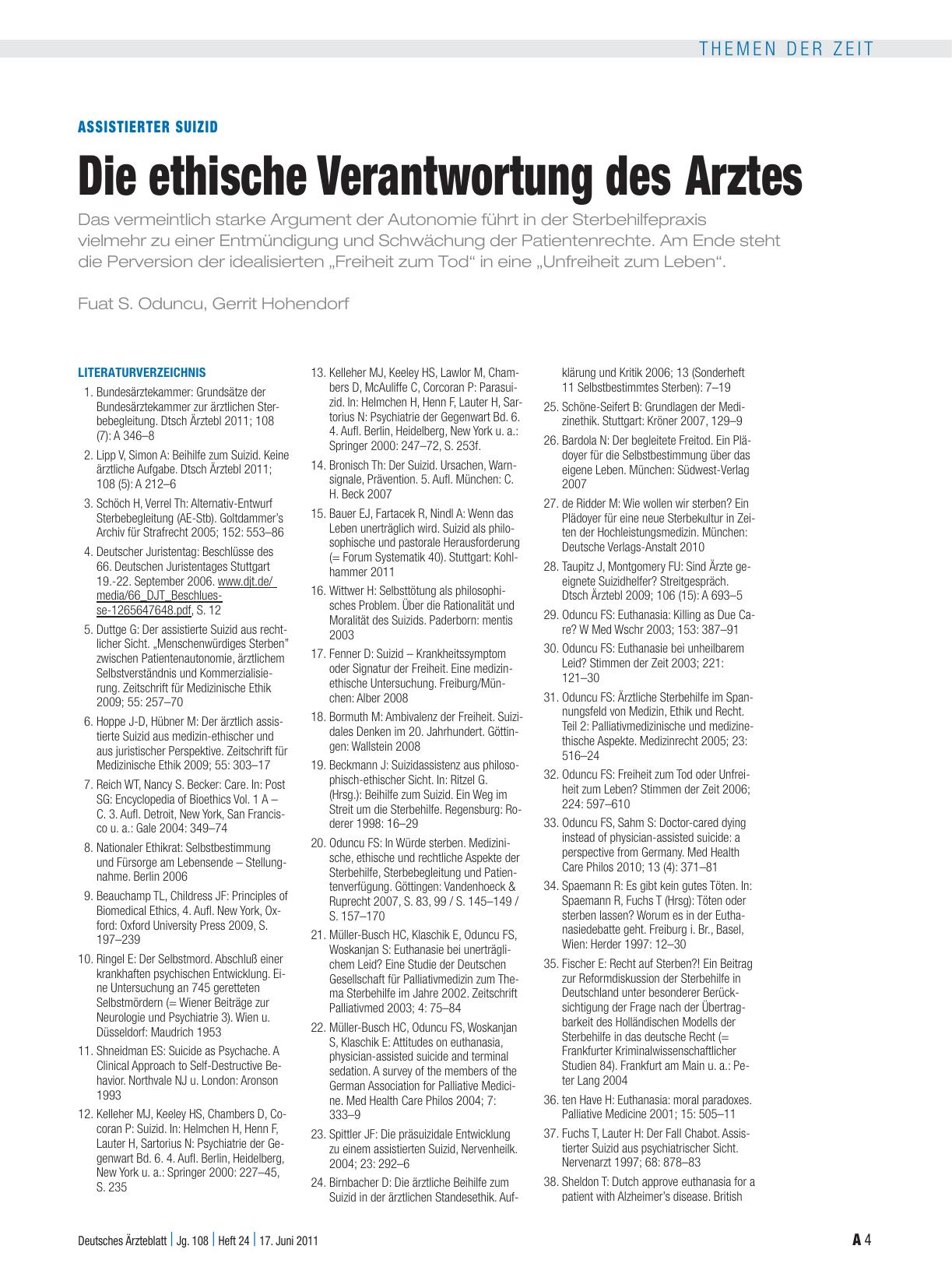 Vorschauseite 4: Assistierter Suizid: Die ethische Verantwortung des Arztes