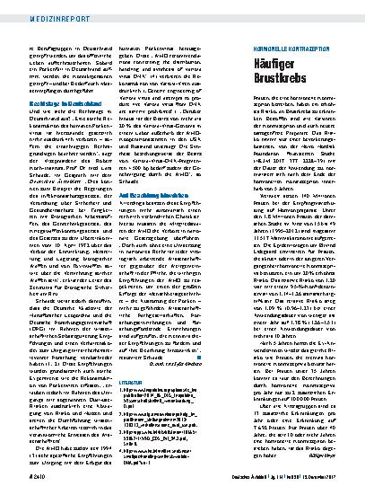 Vorschauseite 1: Hormonelle Kontrazeption: Häufiger Brustkrebs