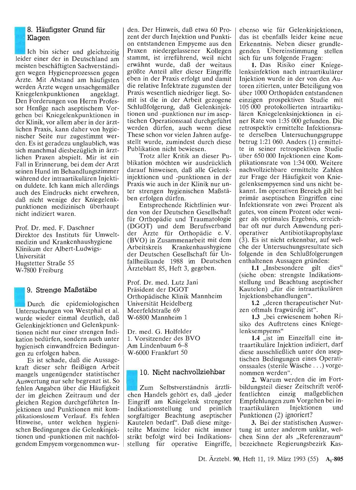 Vorschauseite 1: Epidemiologie von Kniegelenkempyemen: 8. Häufigster Grund für Klagen