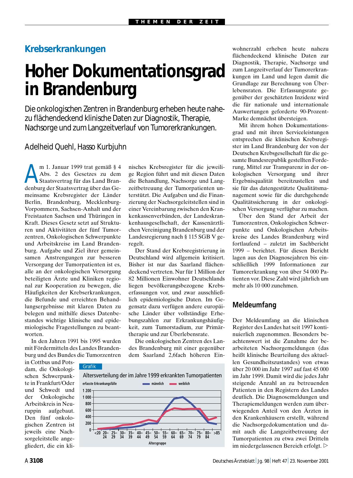 Vorschauseite 1: Krebserkrankungen: Hoher Dokumentationsgrad in Brandenburg