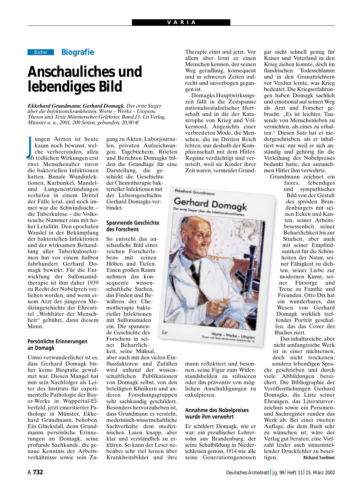 Vorschauseite 1: Gerhard Domagk. Der erste Sieger über die Infektionskrankheiten