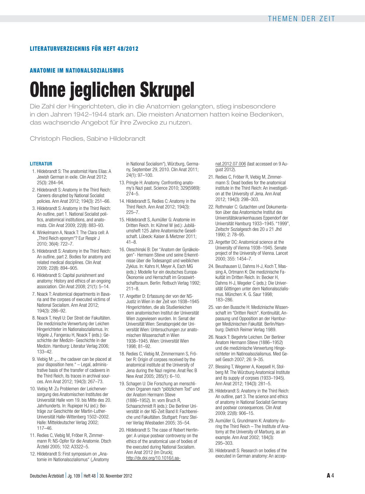 Vorschauseite 4: Anatomie im Nationalsozialismus: Ohne jeglichen Skrupel