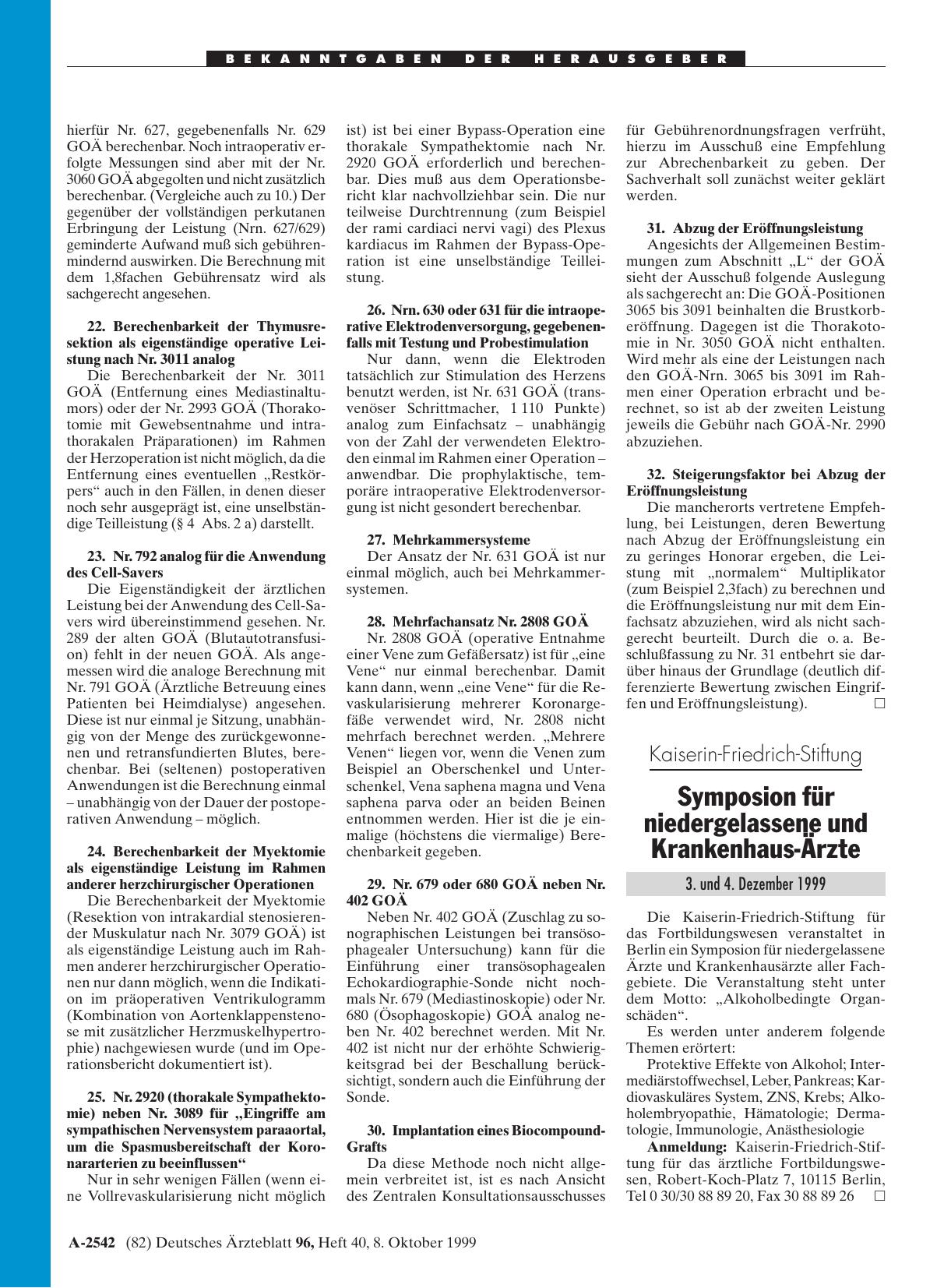 Vorschauseite 1: Kaiserin-Friedrich-Stiftung: Symposion für niedergelassene und Krankenhaus-Ärzte