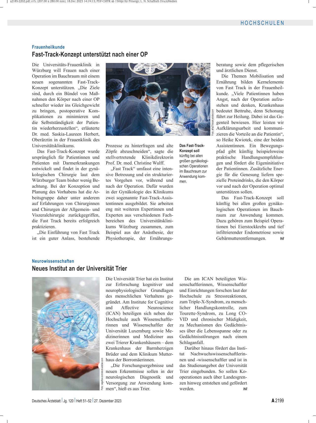 Vorschauseite 1: Neurowissenschaften: Neues Institut an der Universität Trier