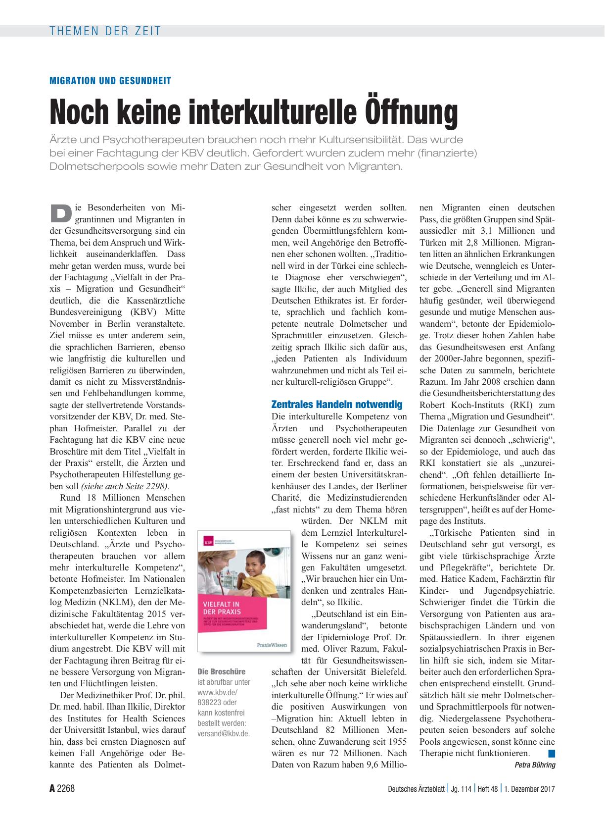 Vorschauseite 1: Migration und Gesundheit: Noch keine interkulturelle Öffnung