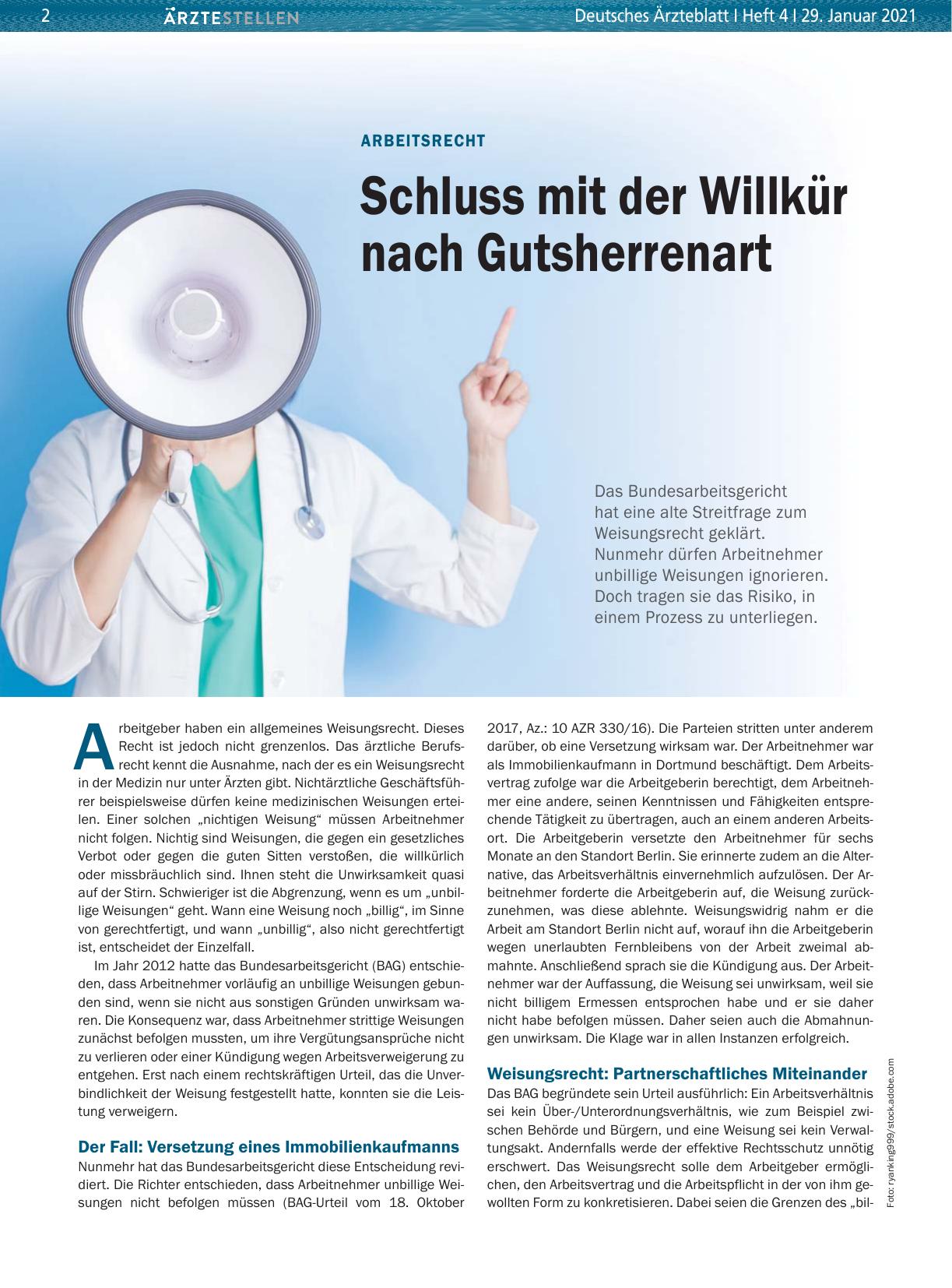 Vorschauseite 1: Arbeitsrecht: Schluss mit der Willkür nach Gutsherrenart