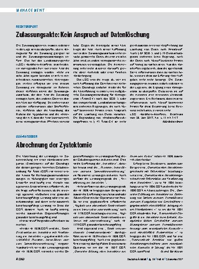 Vorschauseite 1: GOÄ-Ratgeber: Abrechnung der Zystektomie