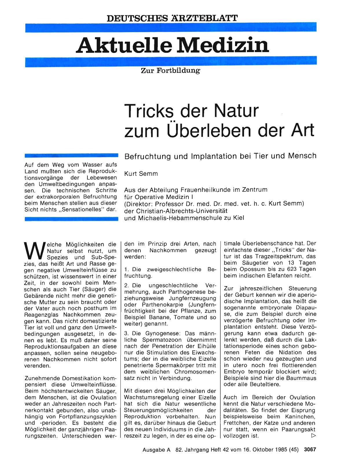 Vorschauseite 1: Tricks der Natur zum Überleben der Art: Befruchtung und Implantation bei Tier und Mensch