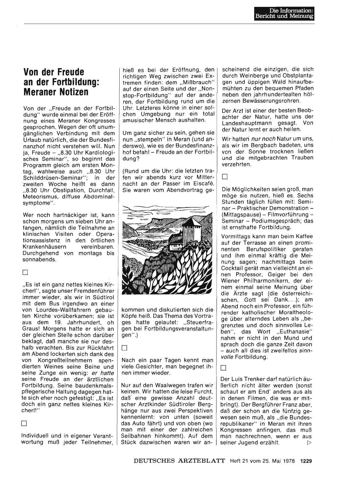 Vorschauseite 1: Von der Freude an der Fortbildung: Meraner Notizen