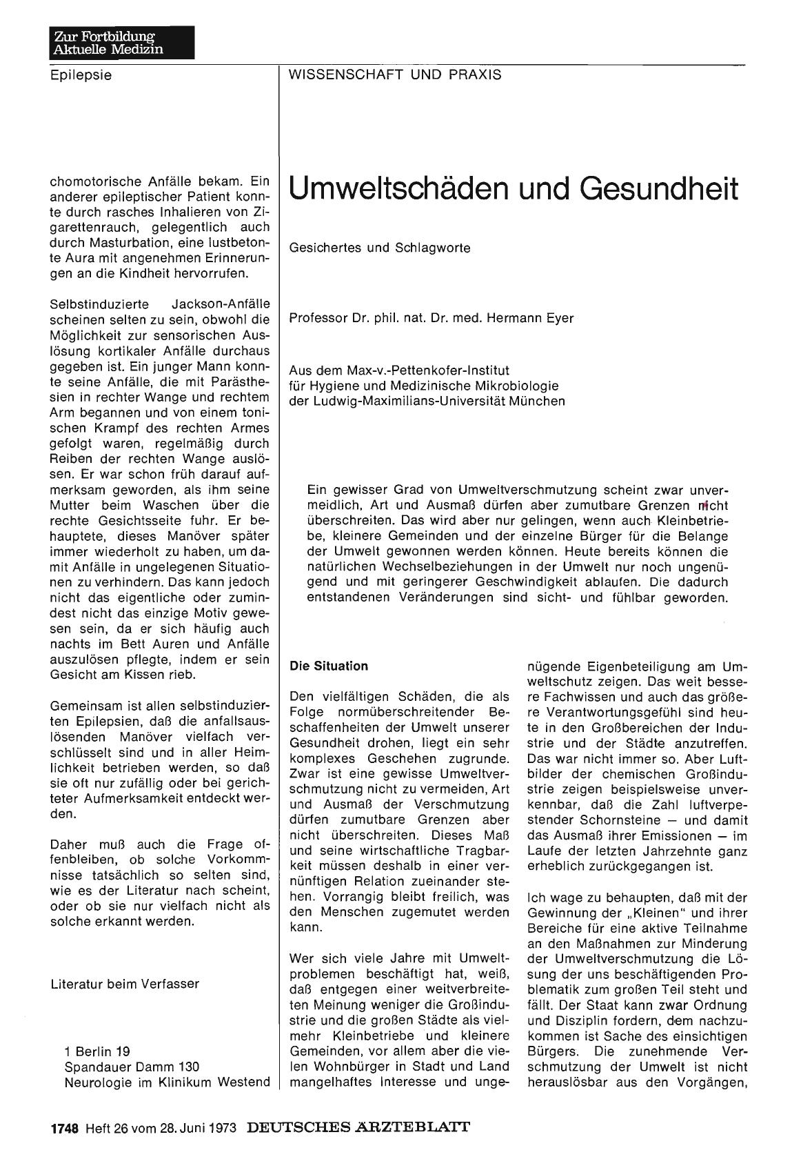 Vorschauseite 1: Umweltschäden und Gesundheit: Gesichertes und Schlagworte