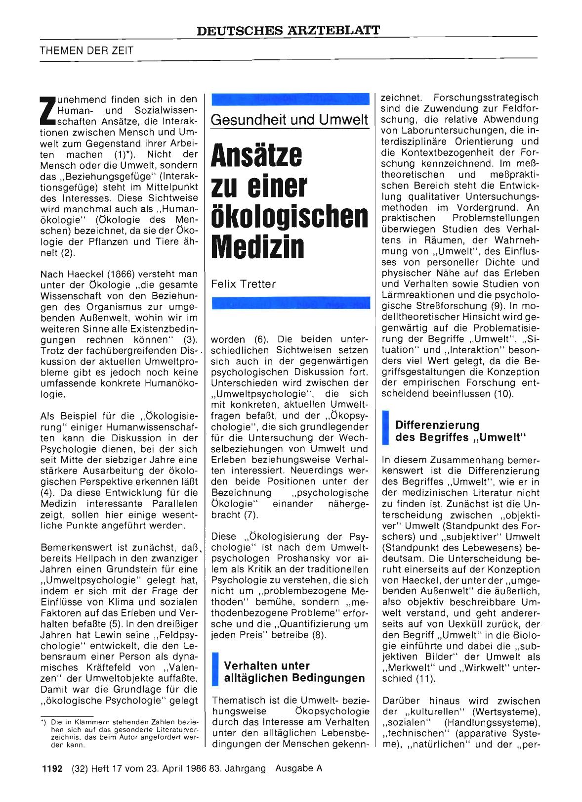 Vorschauseite 1: Gesundheit und Umwelt: Ansätze zu einer ökologischen Medizin
