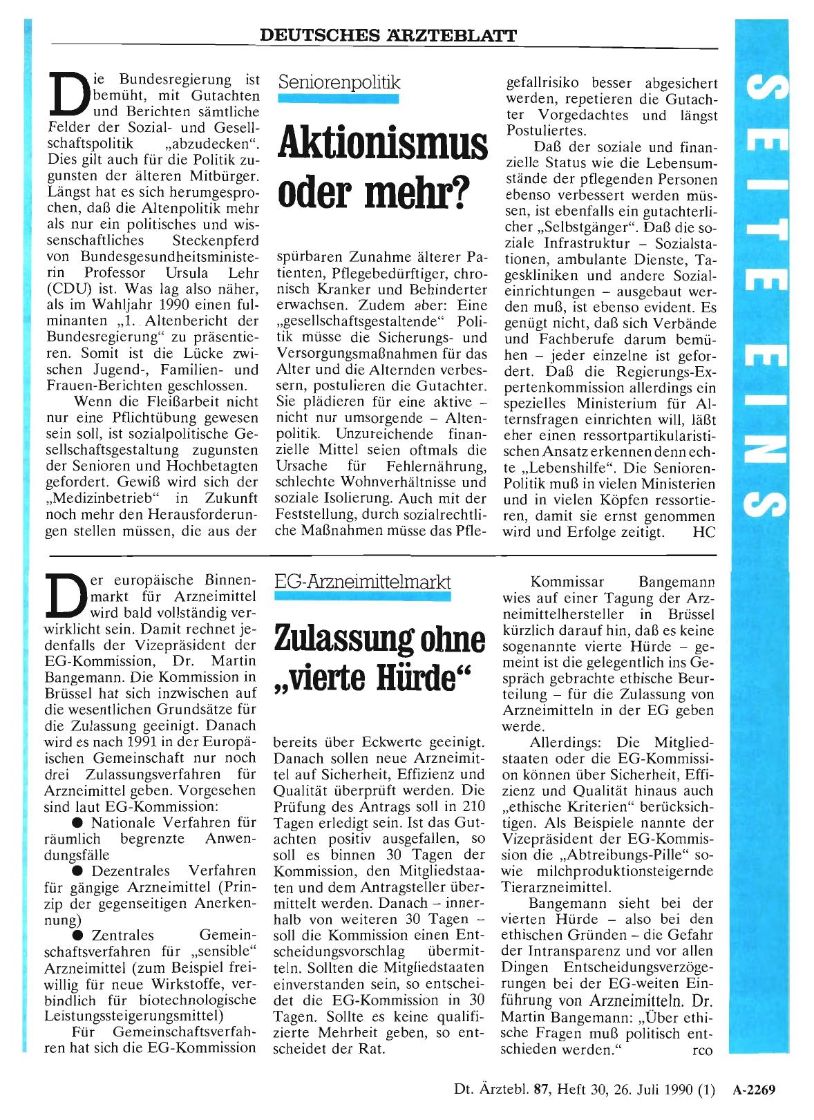 Vorschauseite 1: EG-Arzneimittelmarkt: Zulassung ohne „vierte Hürde“