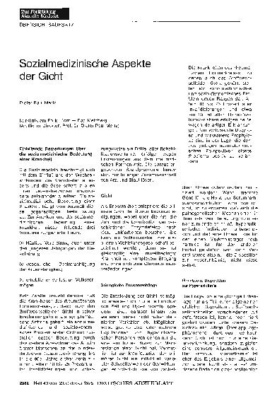 Vorschauseite 1: Sozialmedizinische Aspekte der Gicht