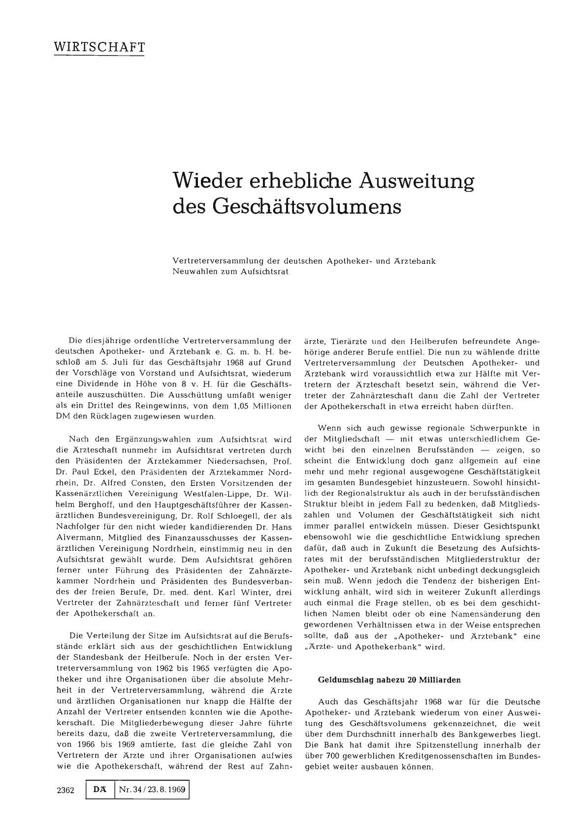 Vorschauseite 1: Wieder erhebliche Ausweitung des Geschäftsvolumens