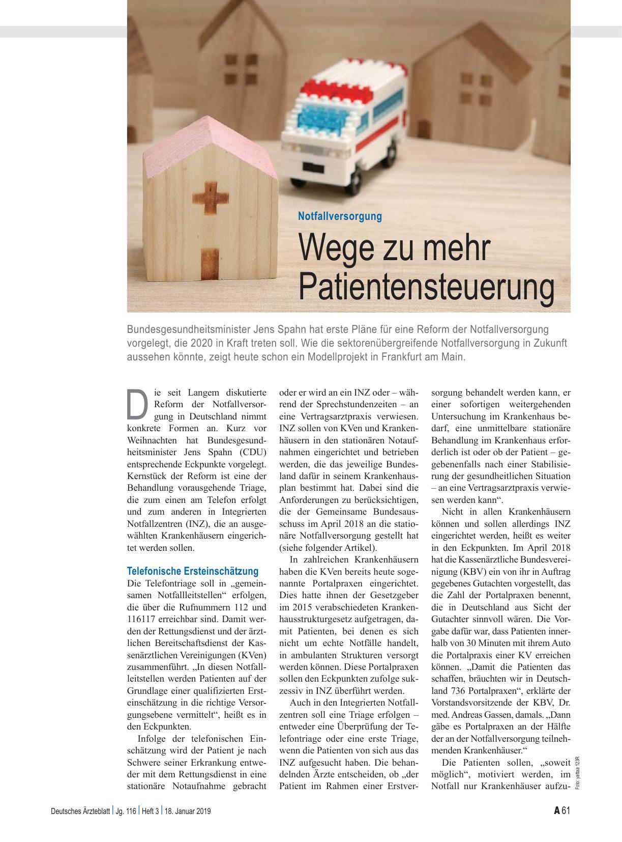 Vorschauseite 1: Notfallversorgung: Wege zu mehr Patientensteuerung