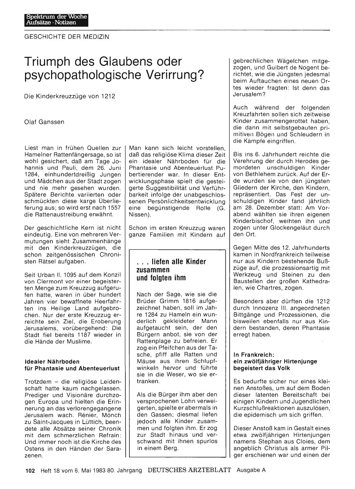 Vorschauseite 1: Triumph des Glaubens oder psychopathologische Verirrung?