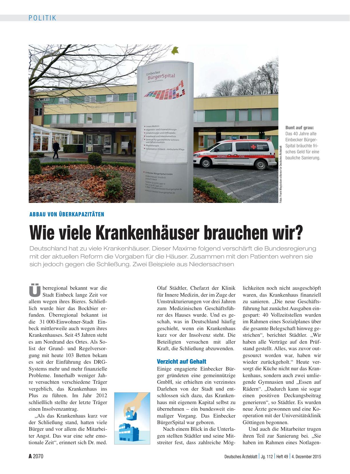 Vorschauseite 1: Abbau von Überkapazitäten: Wie viele Krankenhäuser brauchen wir?