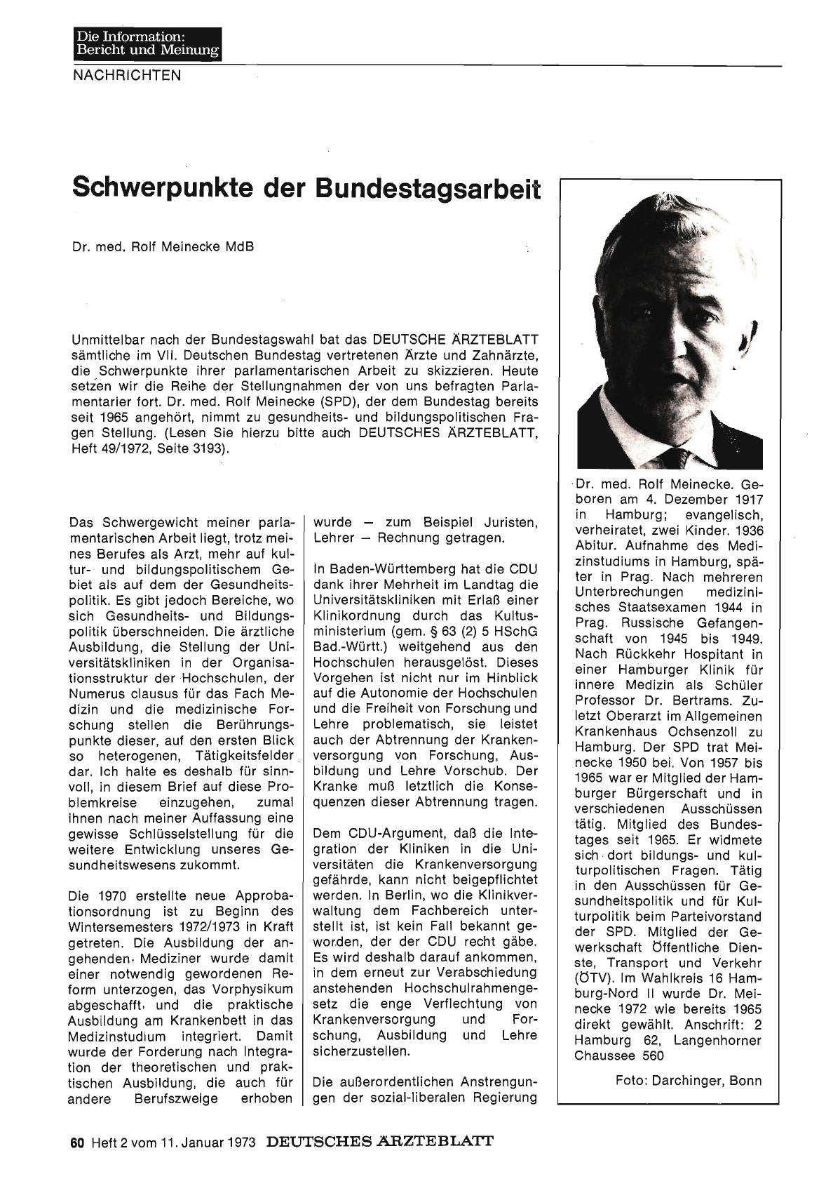 Vorschauseite 1: Schwerpunkte der Bundestagsarbeit