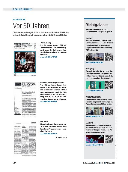 Vorschauseite 1: aerzteblatt.de: Vor 50 Jahren
