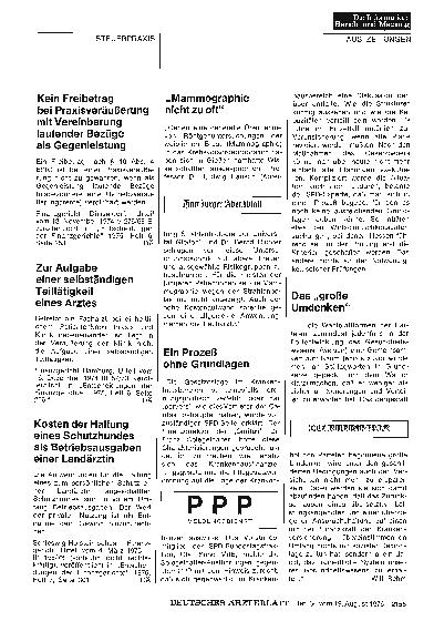 Vorschauseite 1: Zur Aufgabe einer selbständigen Teiltätigkeit eines Arztes