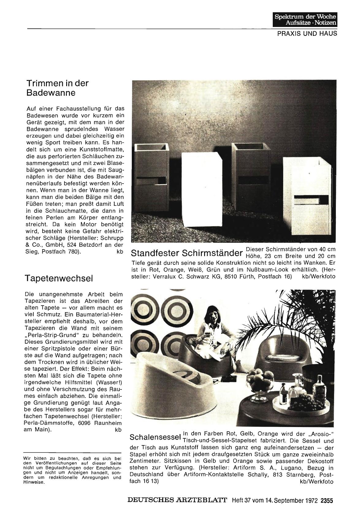 Vorschauseite 1: Trimmen in der Badewanne / Tapetenwechsel / Standfester Schirmständer / Schalensessel